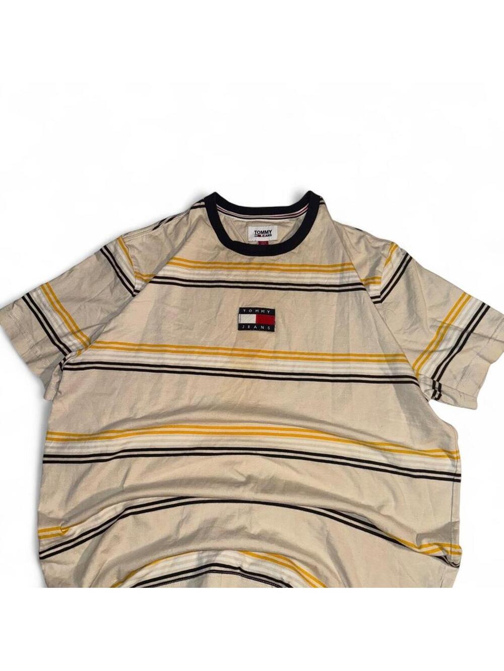 Tommy Hilfiger Men's Cream and Multi Tshirt